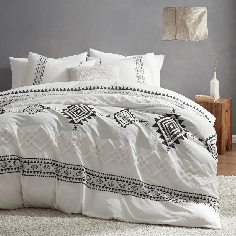 Boho Geometric Duvet Cover, 3 Piece Set