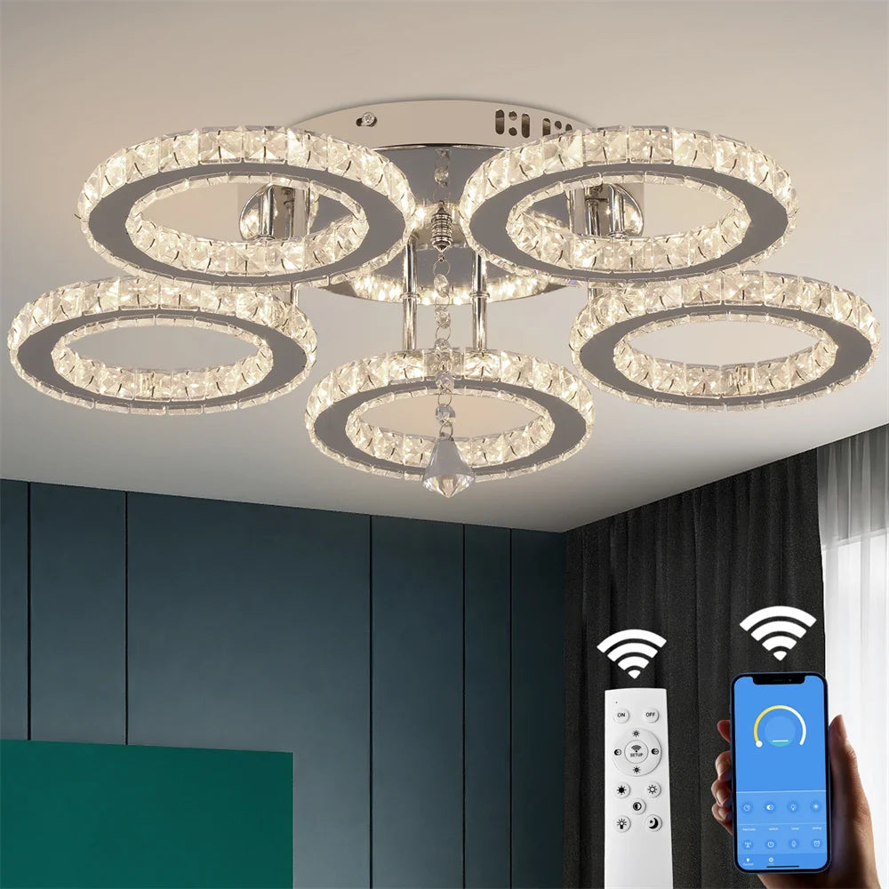 Modern Crystal Chandelier with Remote