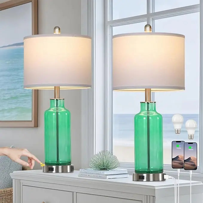 Nautical Glass Table Lamps Set of 2