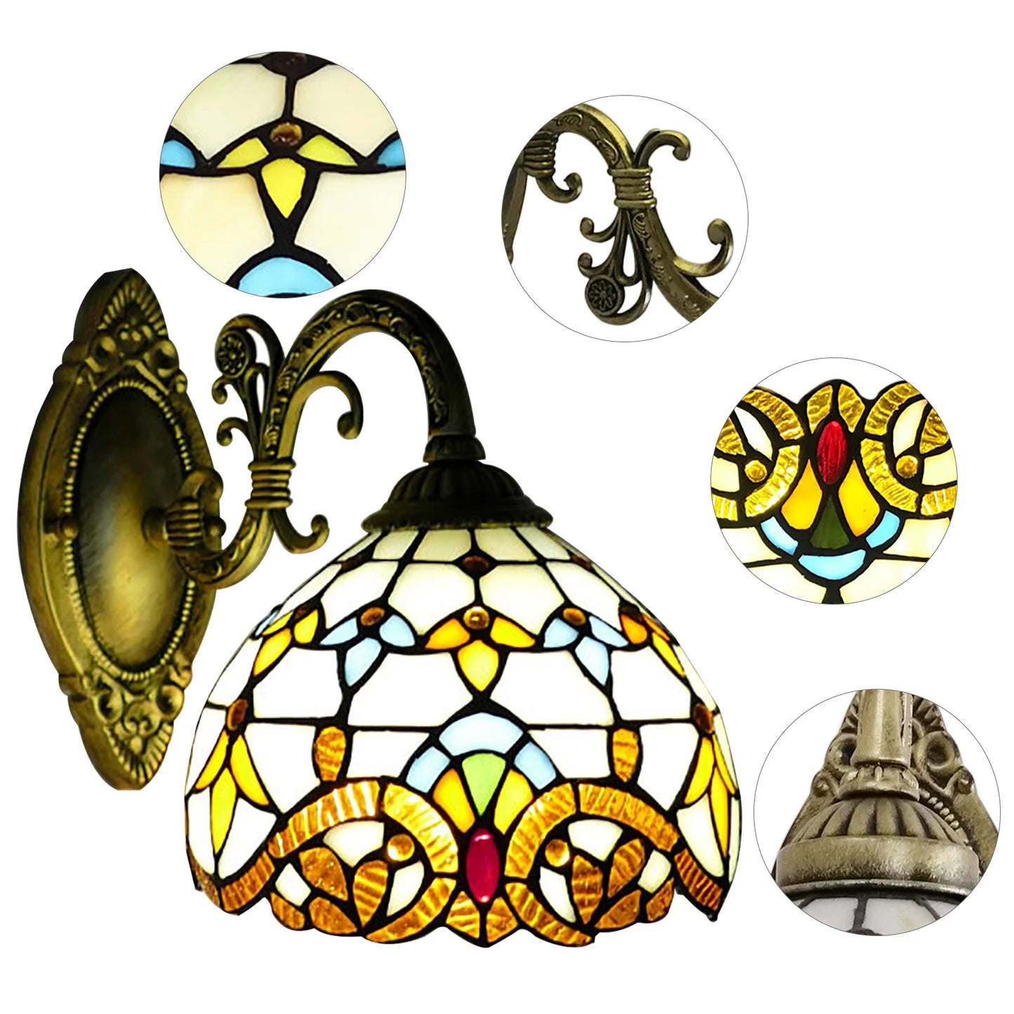 Tiffany Style Beige Dome Glass Sconce