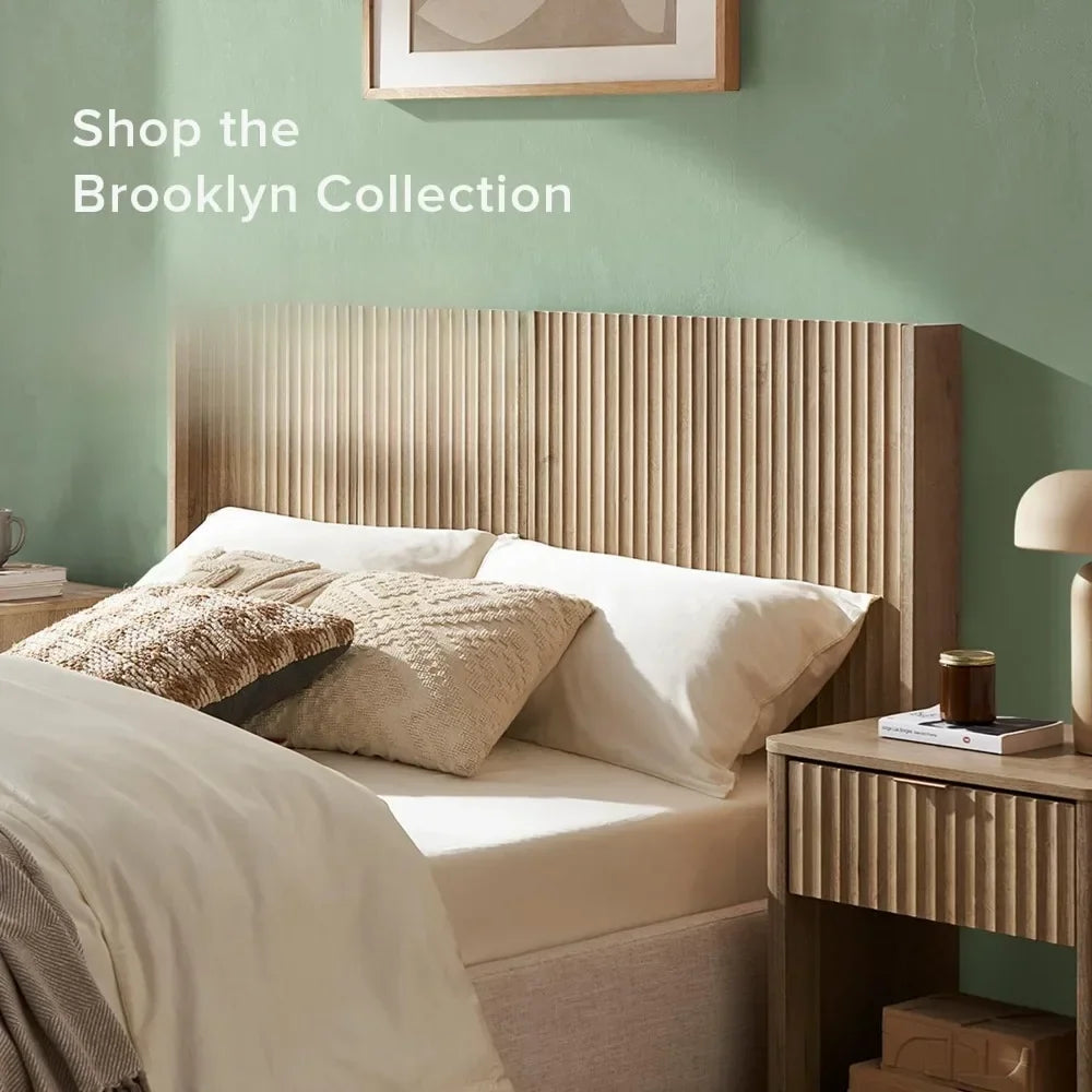 Modern Farmhouse Fluted Wood Headboard, Wingback Design