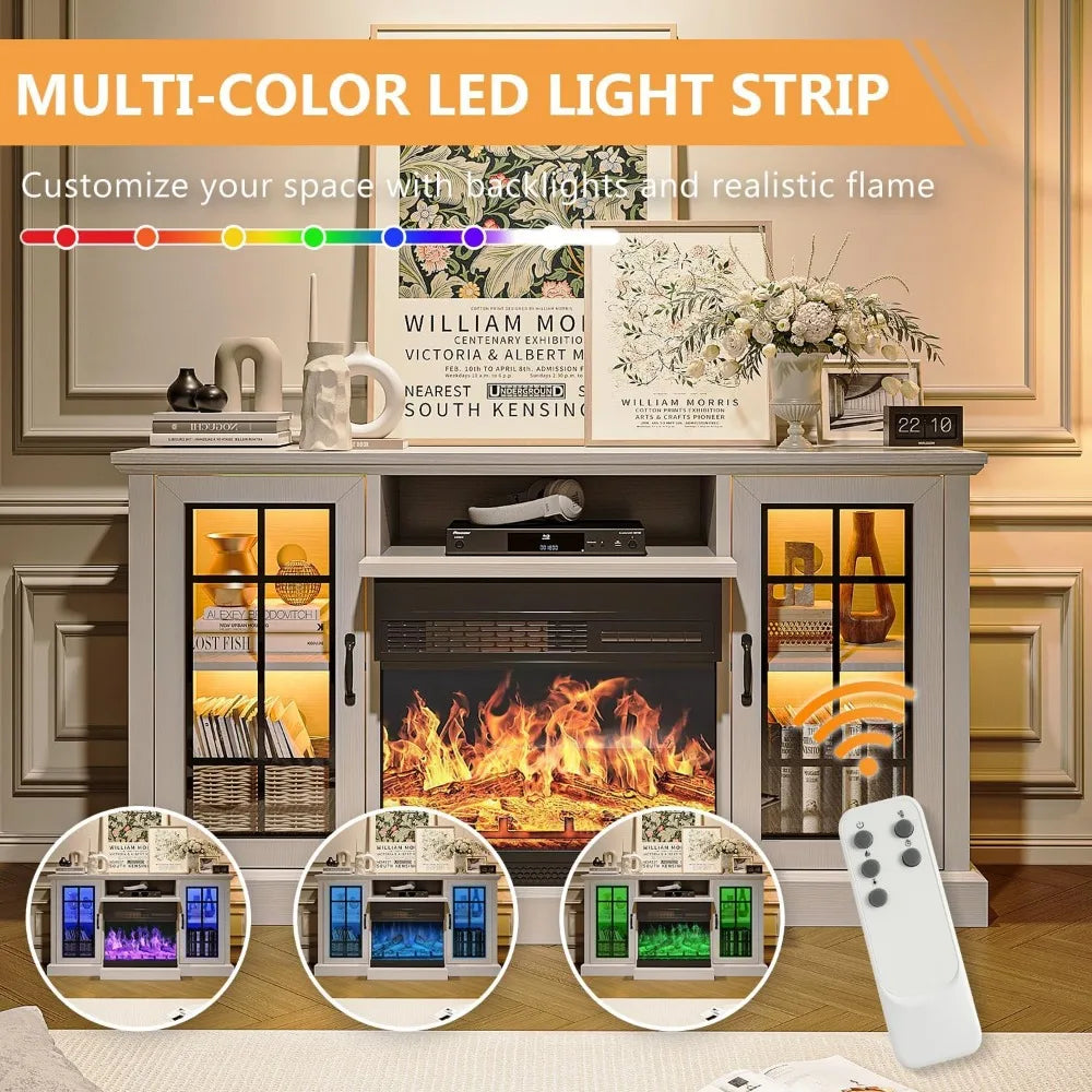 59'' Entertainment Console with Electric Fireplace, fits up to 65 in TV