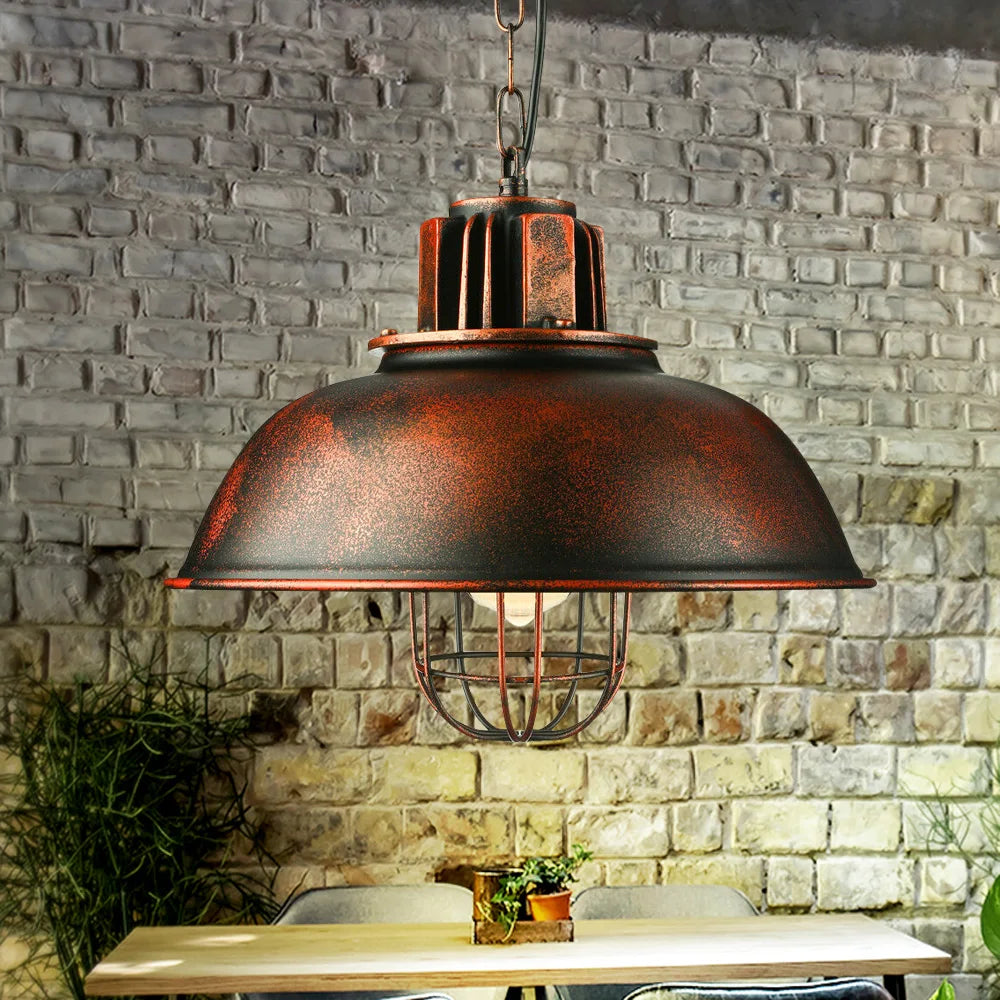 Vintage Iron Pendant Light in Industrial Design