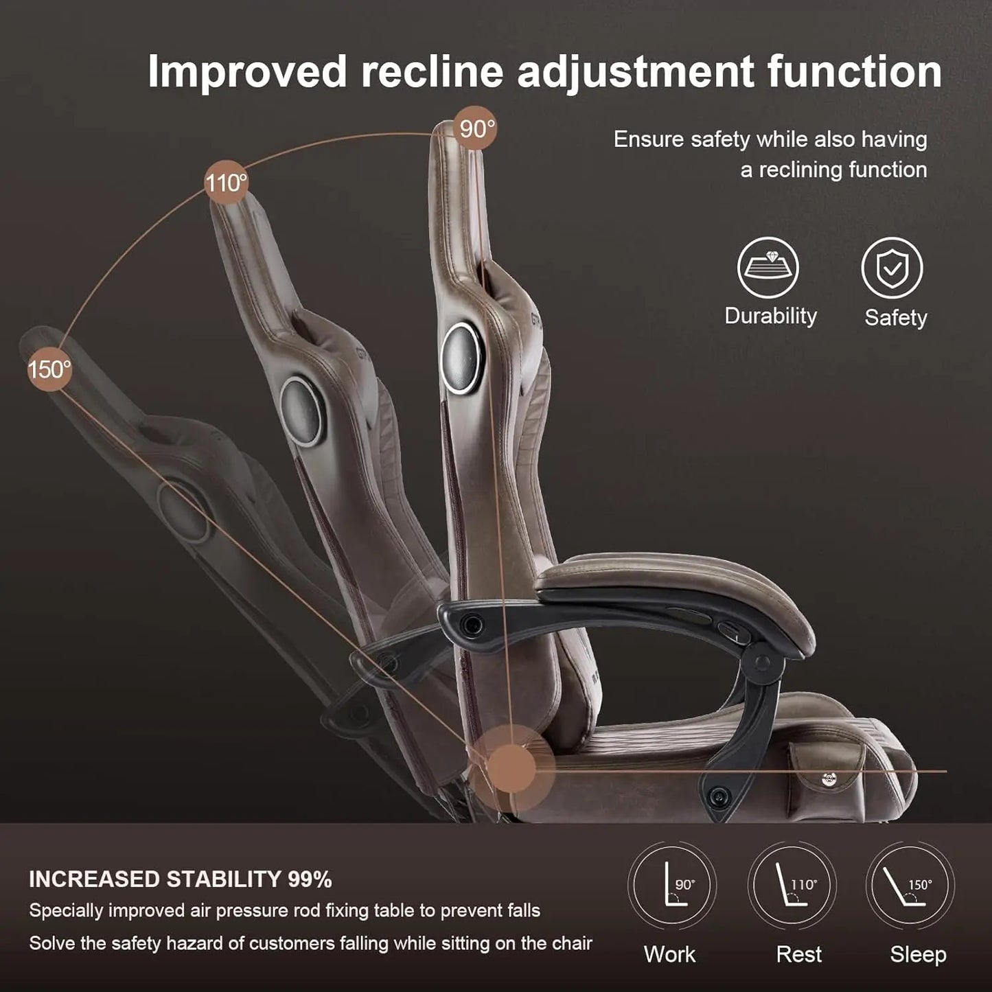 Reclining High Back Ergonomic Gaming or Computer Chair, with Footrest
