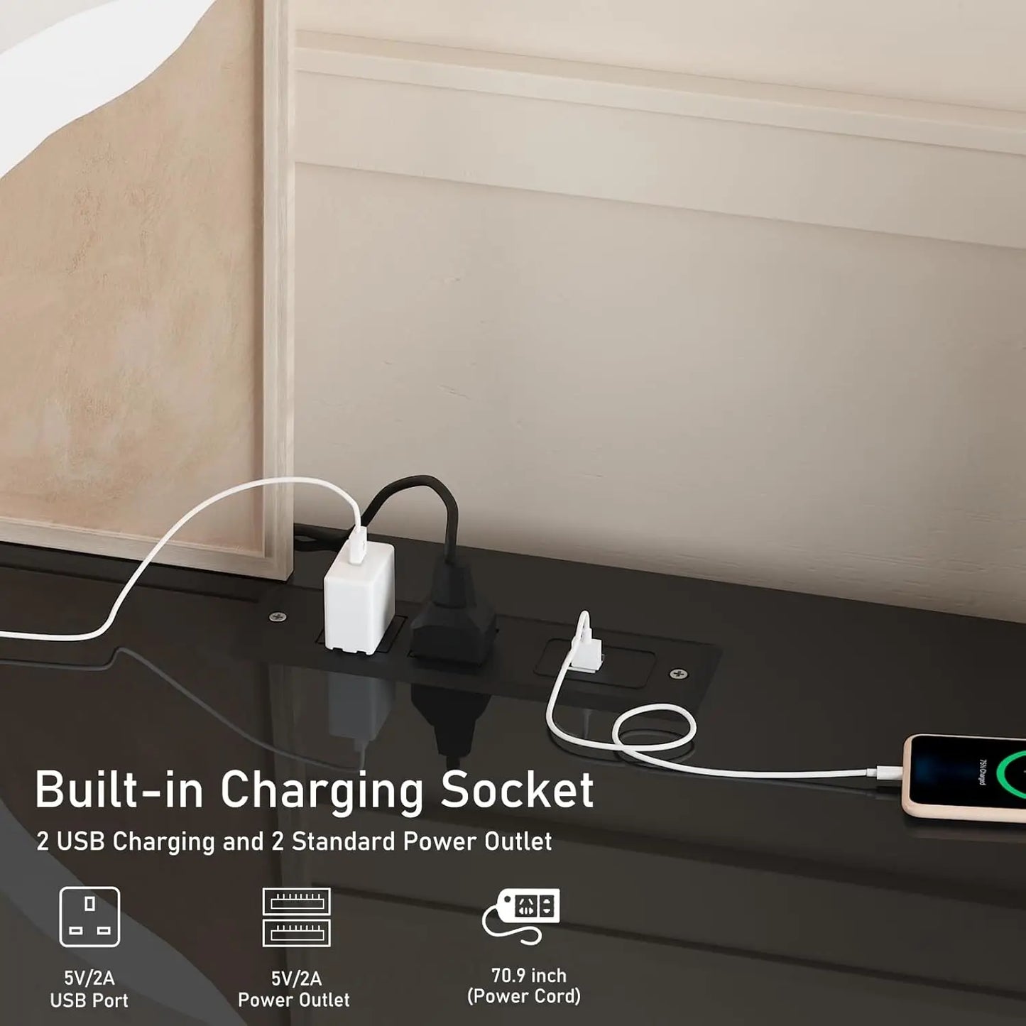 Modern 70 Inch Led Entertainment Center, Fits 80/75 Inch TV  Gaming