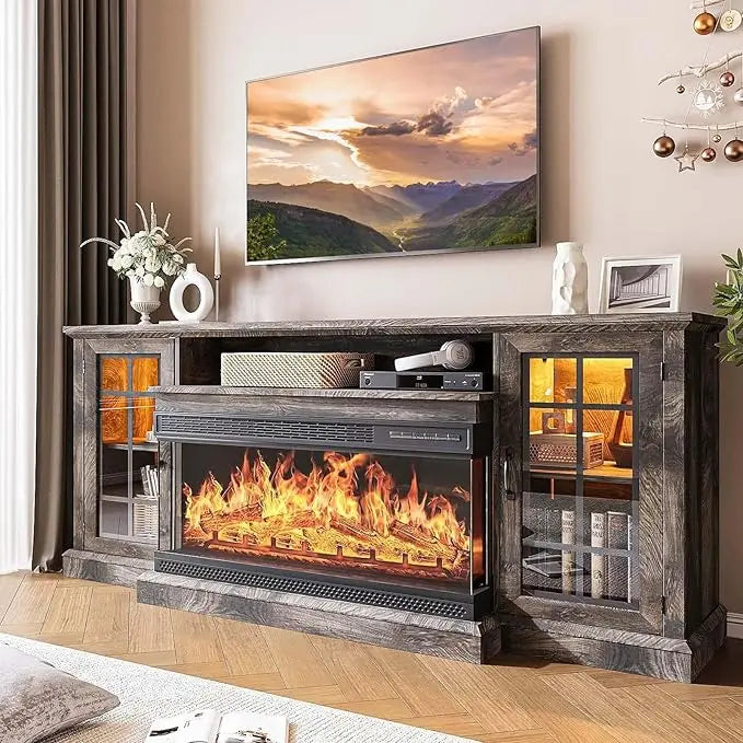 59'' Entertainment Console with Electric Fireplace, fits up to 65 in TV