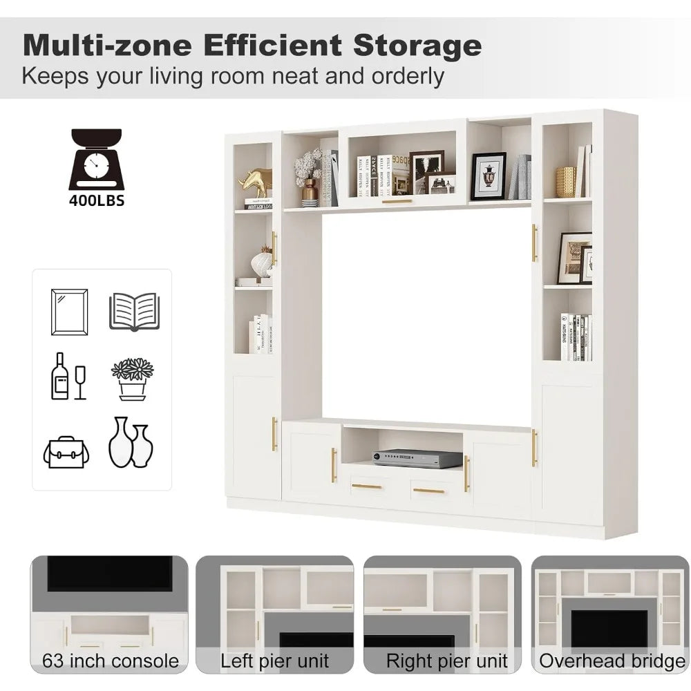 70" 4-Piece Entertainment Center with Shelves and Storage