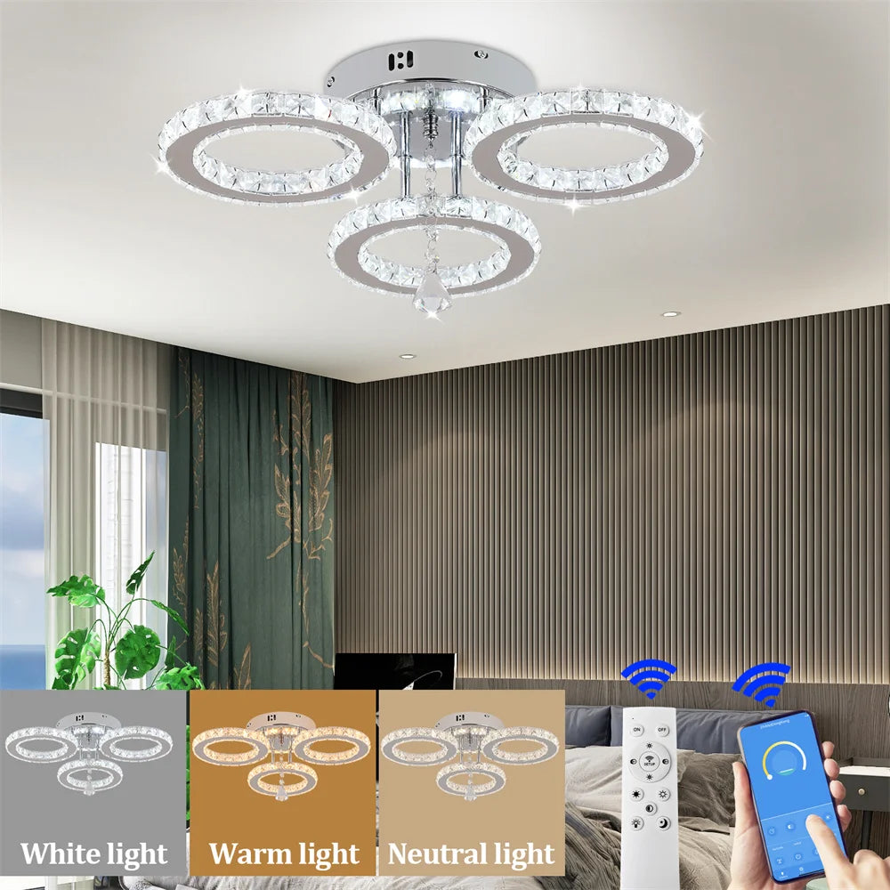 Modern Crystal Chandelier with Remote