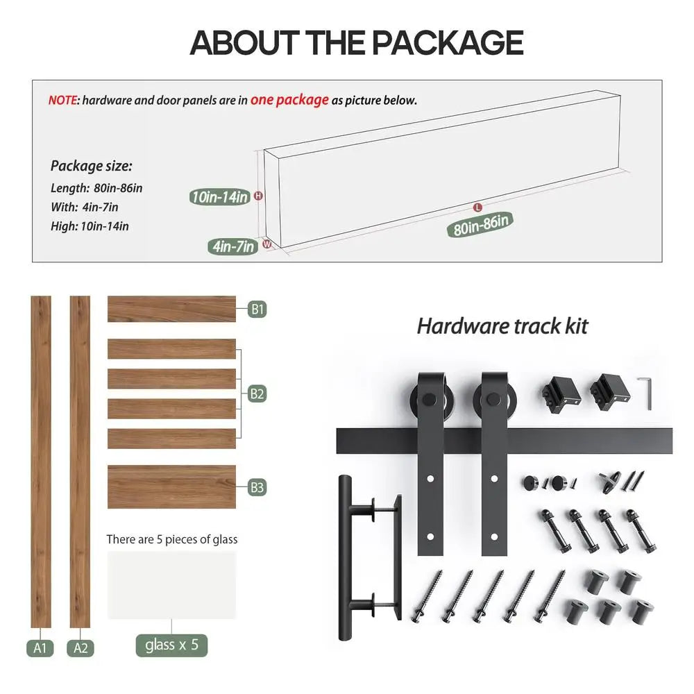 7 Foot Frosted Glass Barn Door