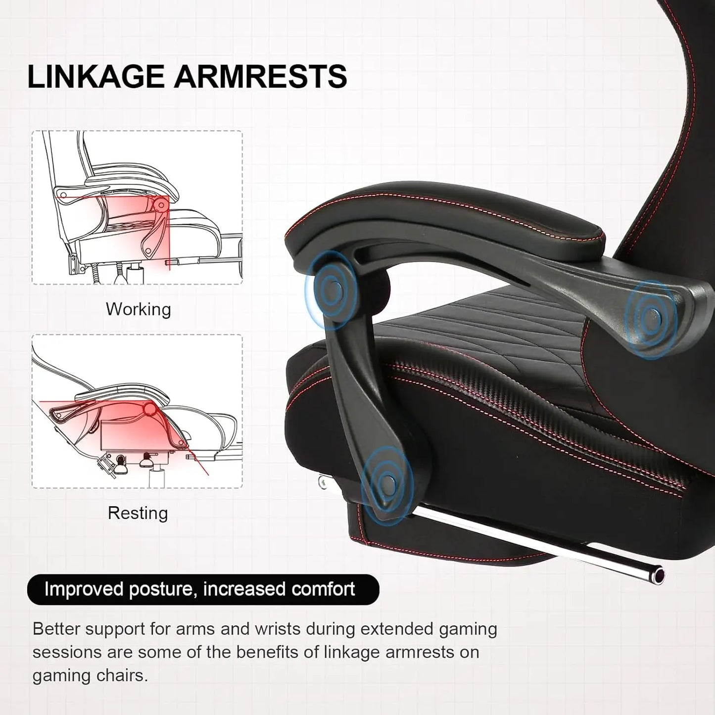 Reclining High Back Ergonomic Gaming or Computer Chair, with Footrest