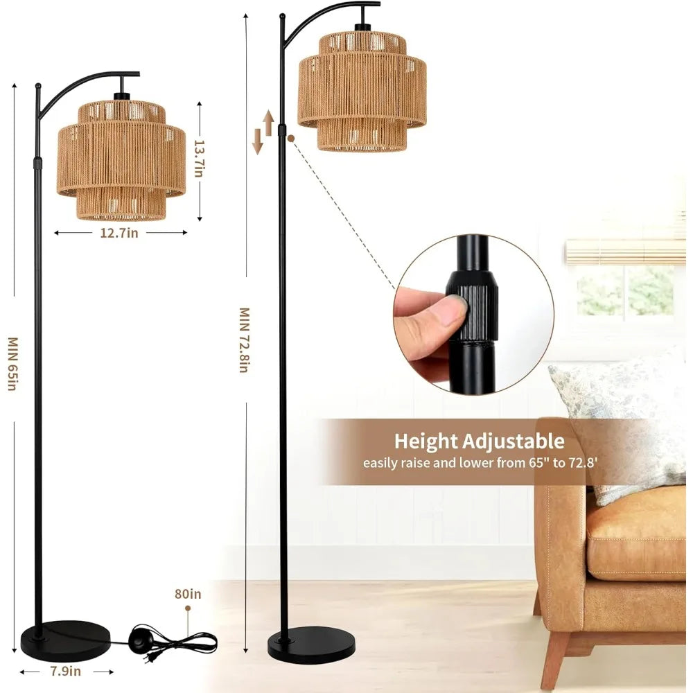 Hand Worked Wicker Floor Lamp with Remote