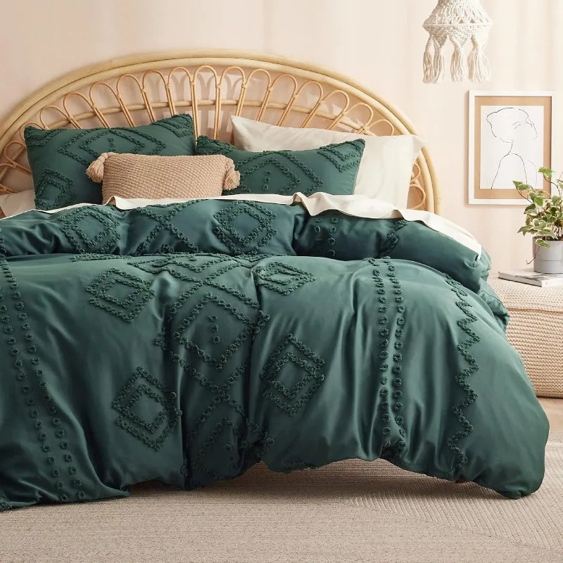 Grid Tufted Shabby Chic Duvet Cover Set, King and Queen sets only