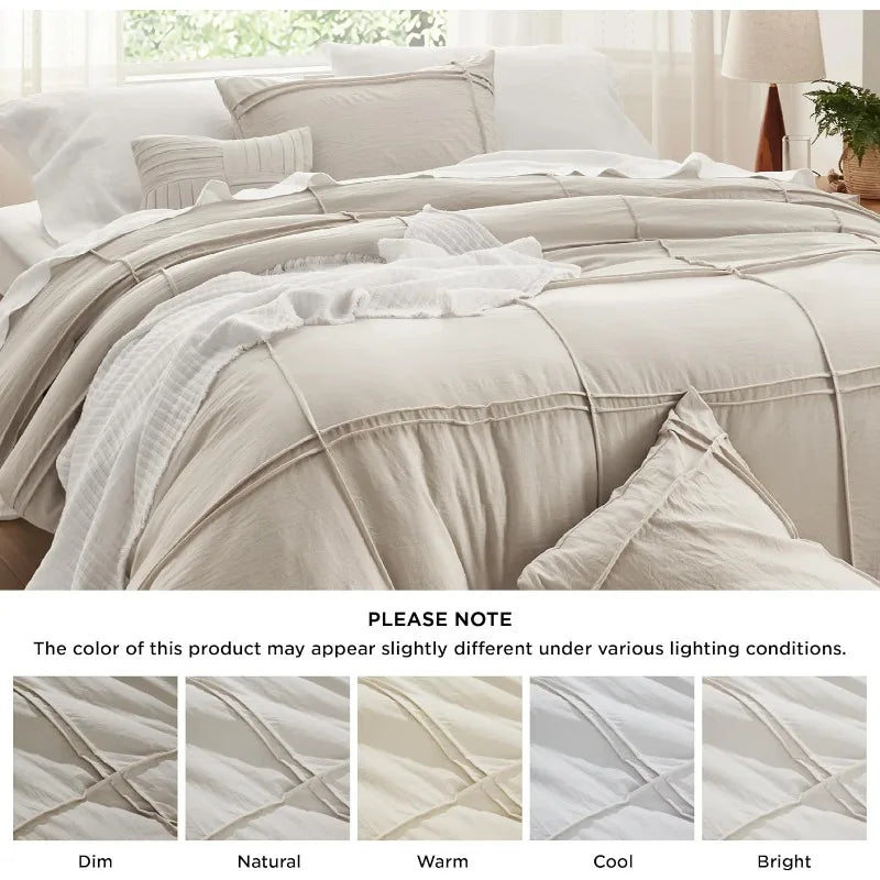 Grid Tufted Shabby Chic Duvet Cover Set, King and Queen sets only