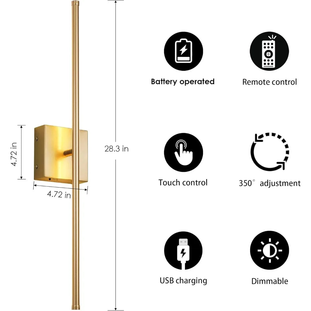 Wireless Wall Sconces with Remote Control, Set of 2