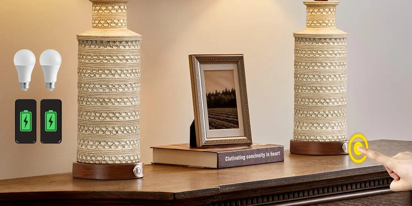 Farmhouse Table Lamp Set of 2