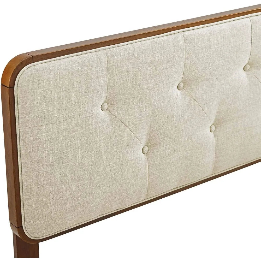 Tufted Queen Fabric and Wood Headboard