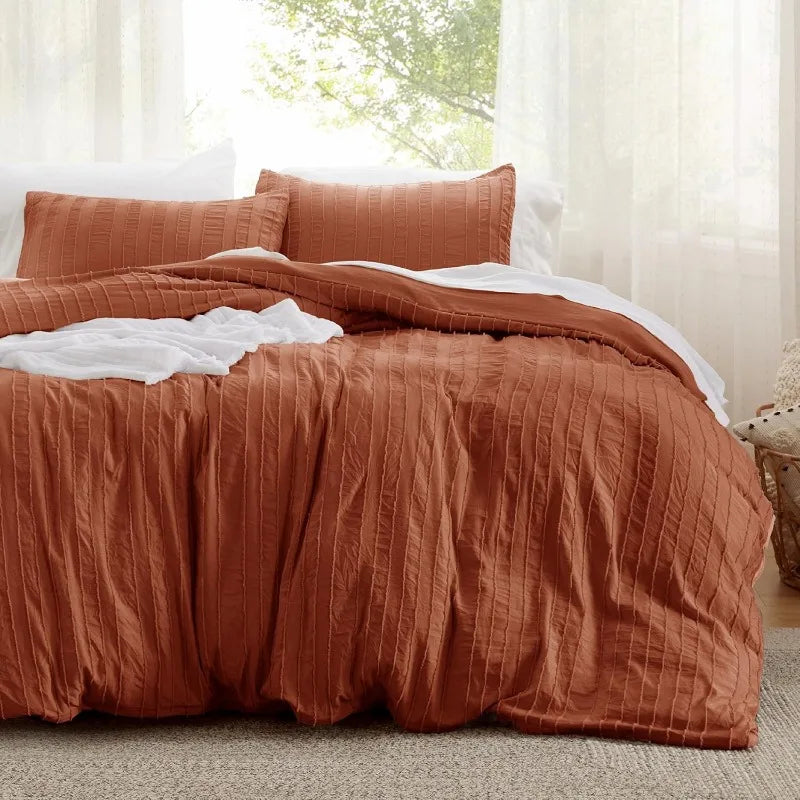 Grid Tufted Shabby Chic Duvet Cover Set, King and Queen sets only