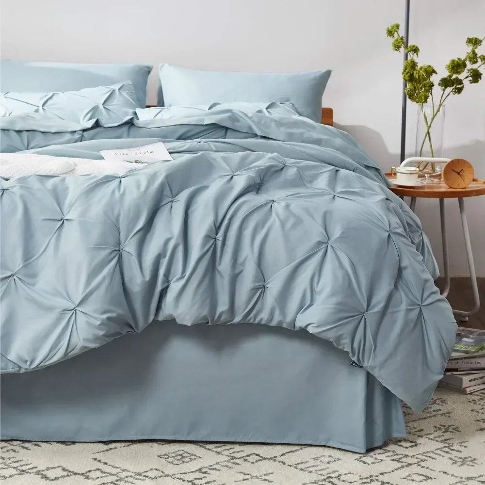 Light Blue Cal King Bed Set, 7 Pieces