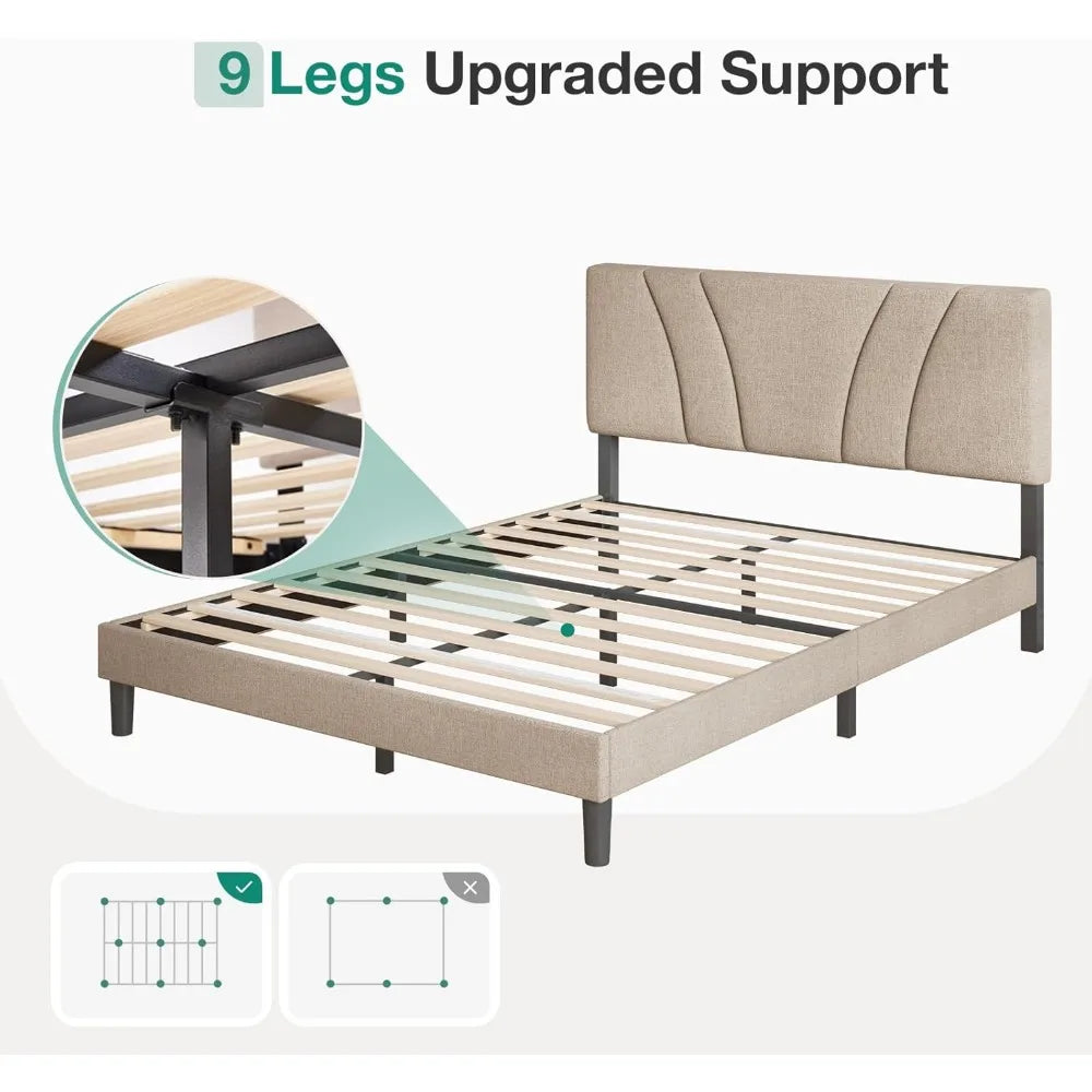 Full Size Platform Bed Frame with Adjustable Headboard