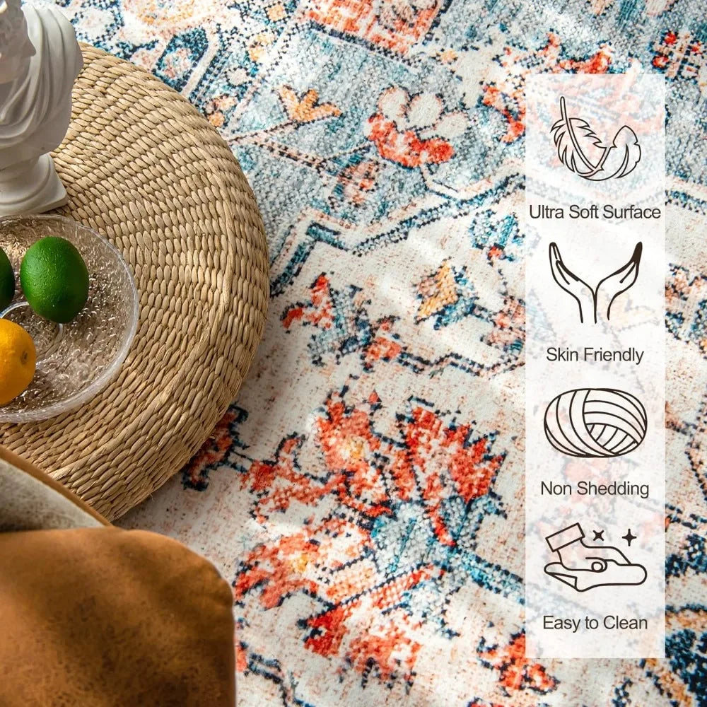 Vintage Designed Rug, Machine Washable, Air Dry