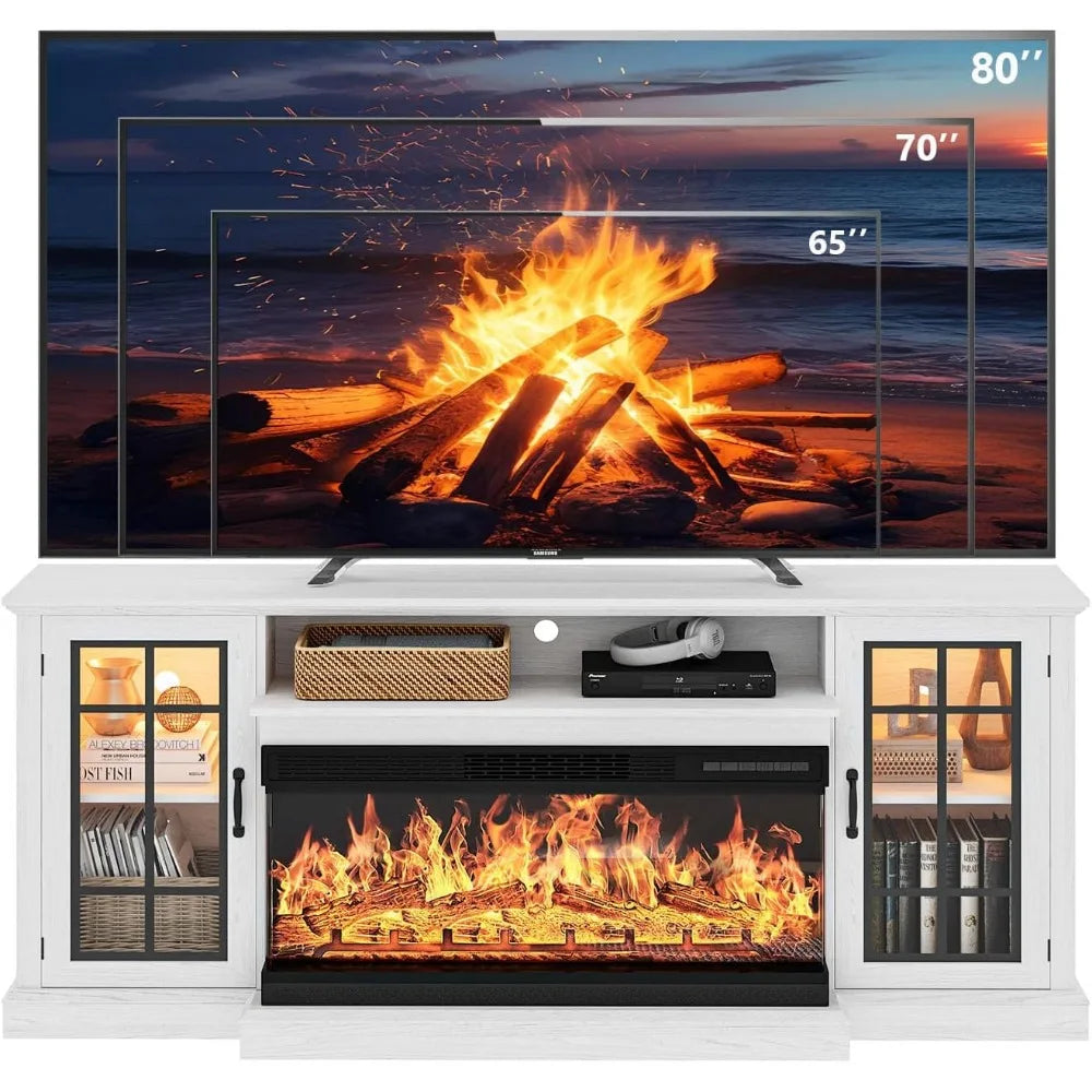 Rustic Media Entertainment Center with 36 Inch Fireplace