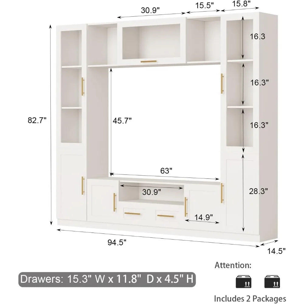 70" 4-Piece Entertainment Center with Shelves and Storage