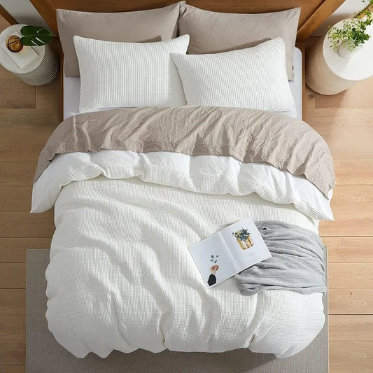 Waffle Weave Duvet Cover Set for All Season