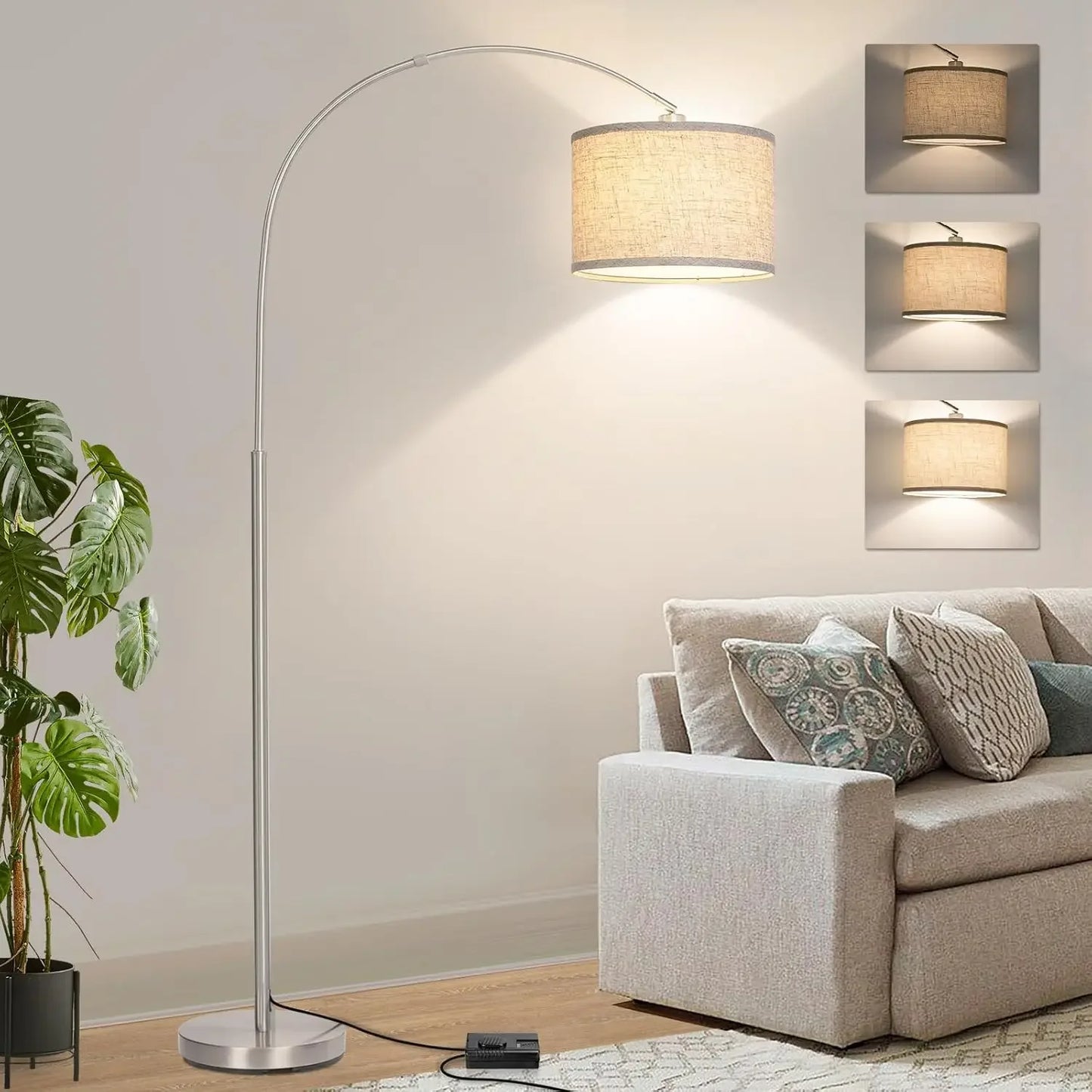 Black Arc Pole Lamp with Dimmer