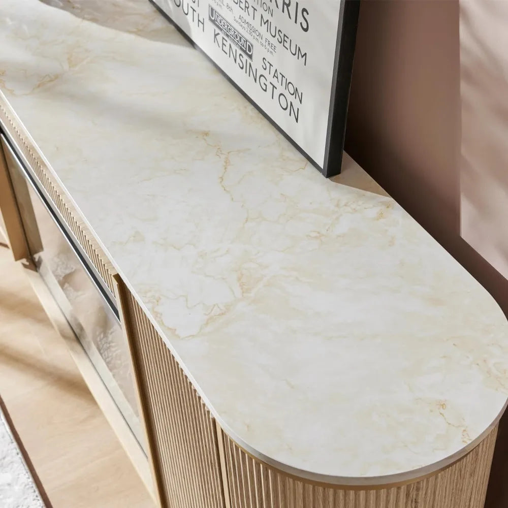 Modern Chic Fluted Entertainment Console for up to 80" TV with 30" Fireplace