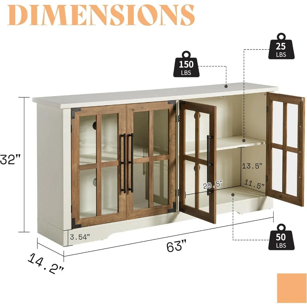 Modern Farmhouse 63" Buffet with Storage