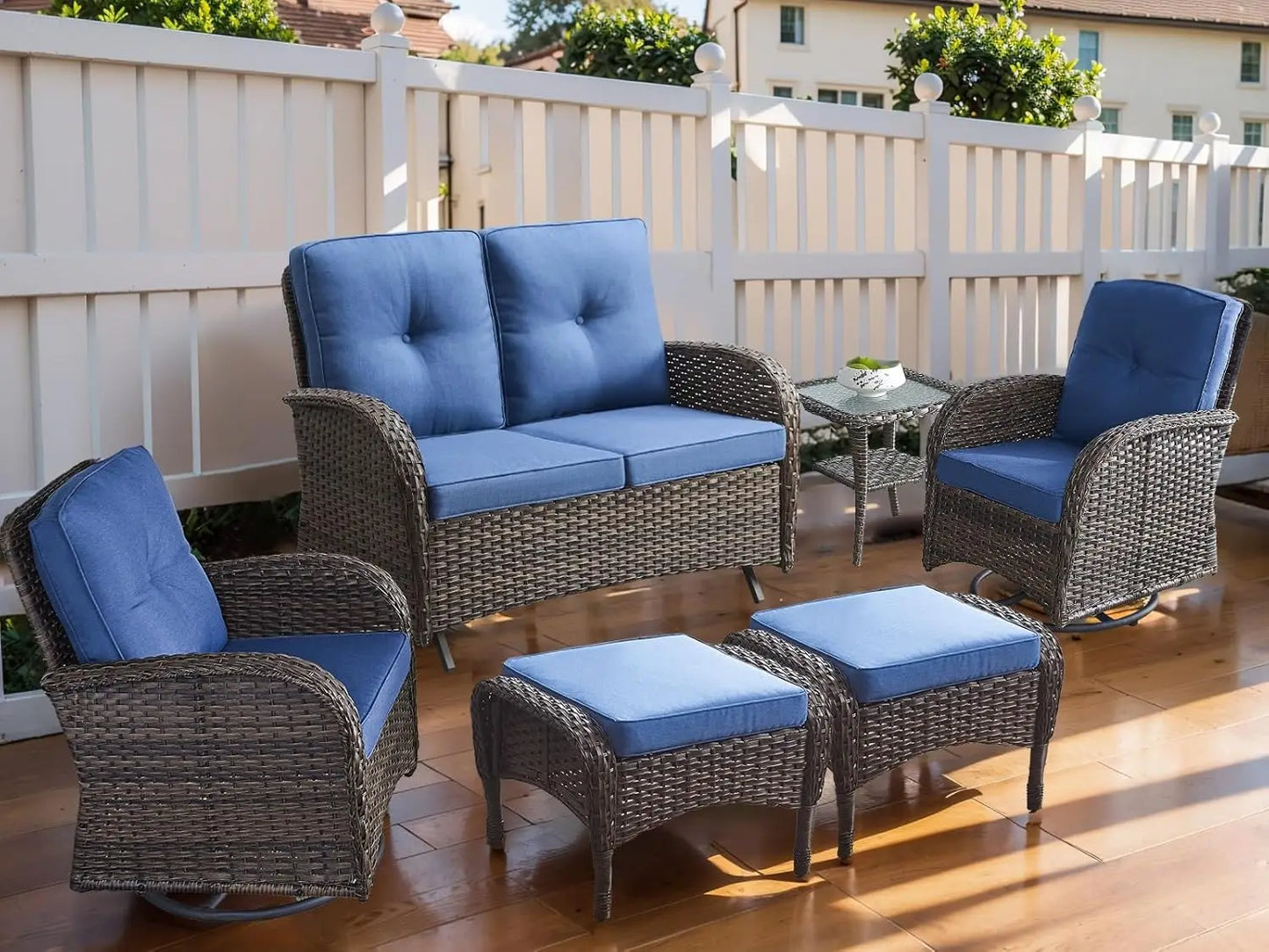 5-Piece Wicker Patio Furniture Set with Fire Pit