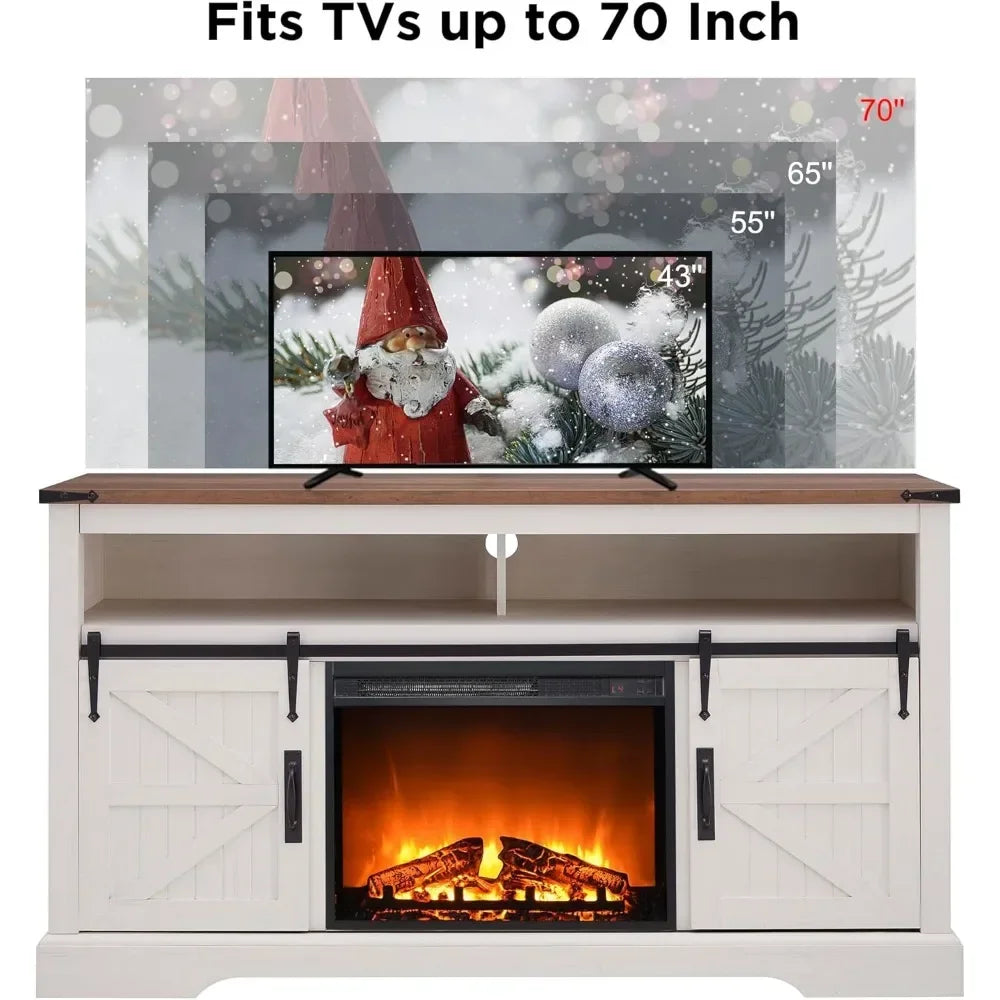 Rustic Farmhouse Media Console with 23" Electric Fireplace