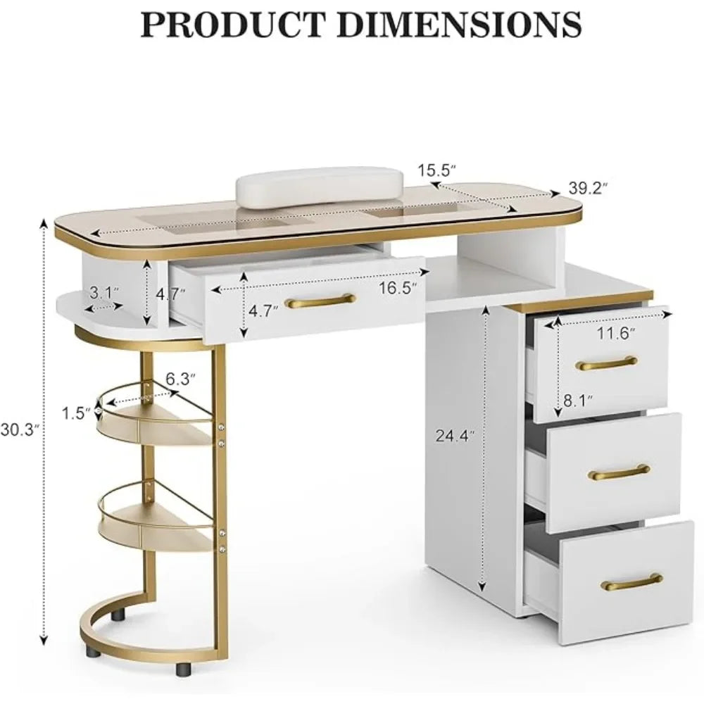 Professional Salon Workstation with Anti Acetone Finish and Includes Wrist Pad