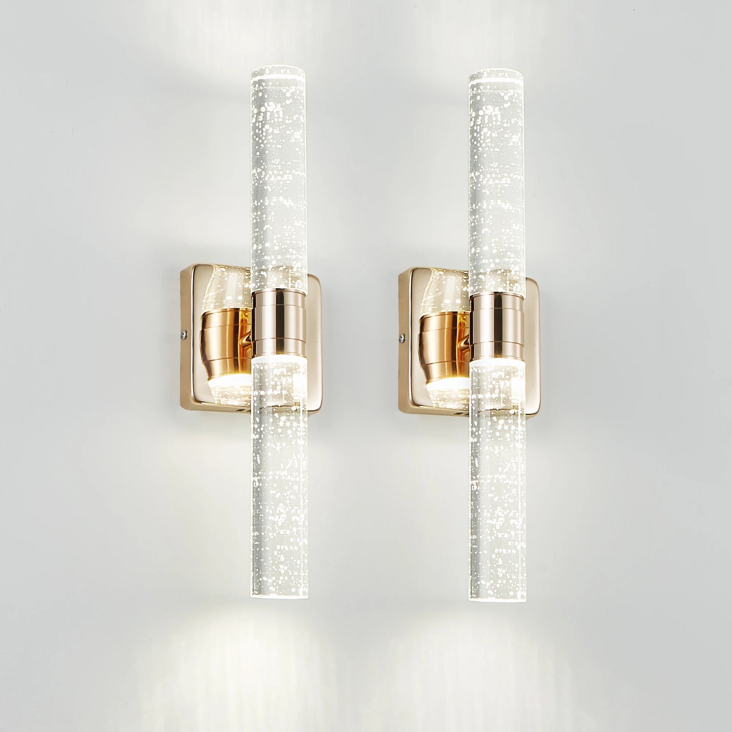 LED Modern Vertical Wall Lighting - Chrome/Golden Finish Bubble Crystal Design - Black finish is not available.